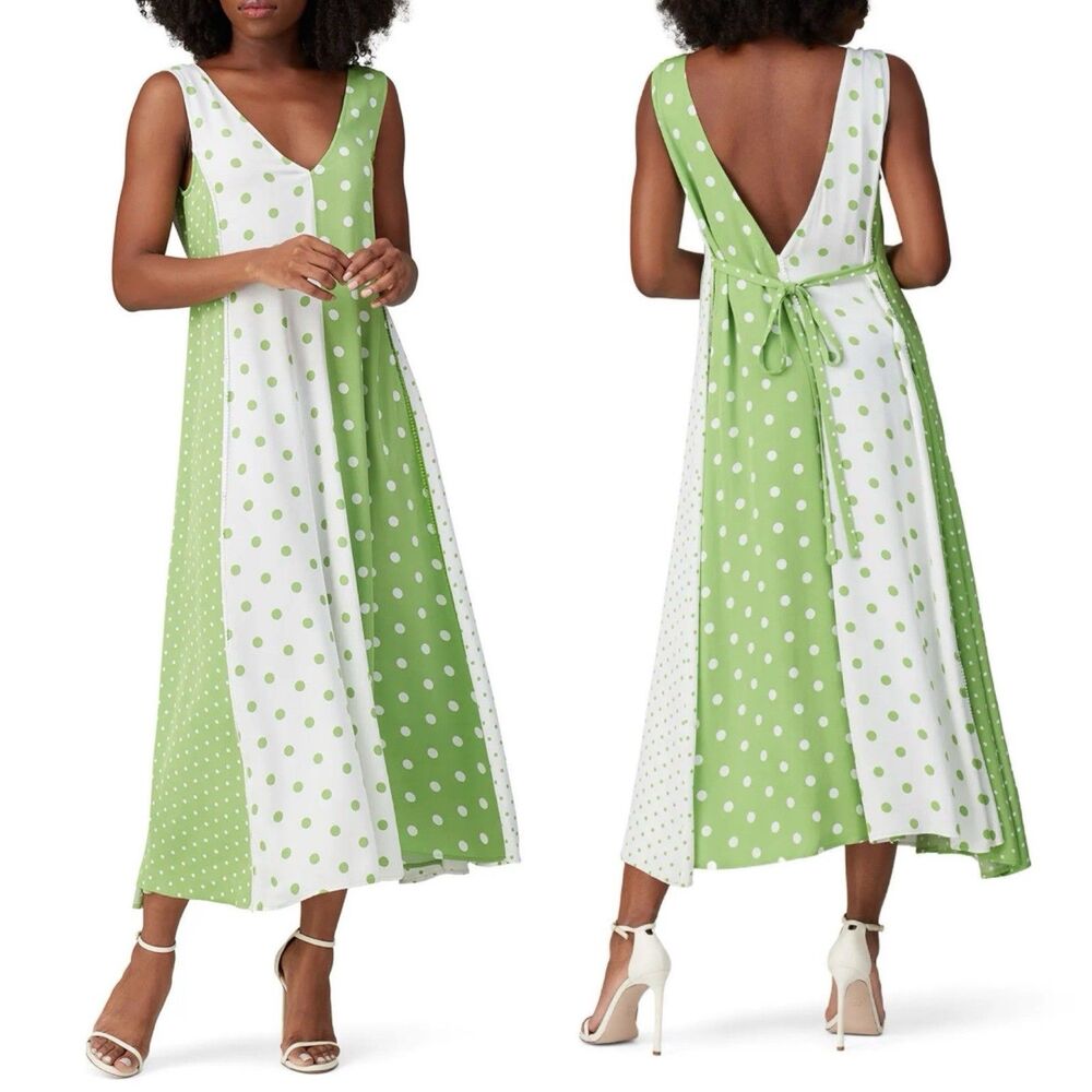 Stine Goya Dots Yara Dress Seeveless Retro Mod Loose Fit Lime Green Medium FLAWD